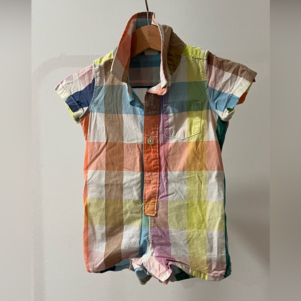 Janie and Jack Colorful Plaid Button Down Shirt